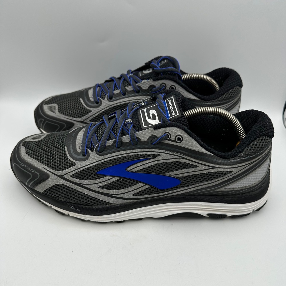 Brooks Dyad 9 Running Shoes Mens 10 Wide 2E Black Grey Blue Insoles 1102312E028